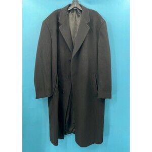 Brooks Brothers 346 Cashmere Wool Blend Long Pea Coat Jacket Black Men's 48L